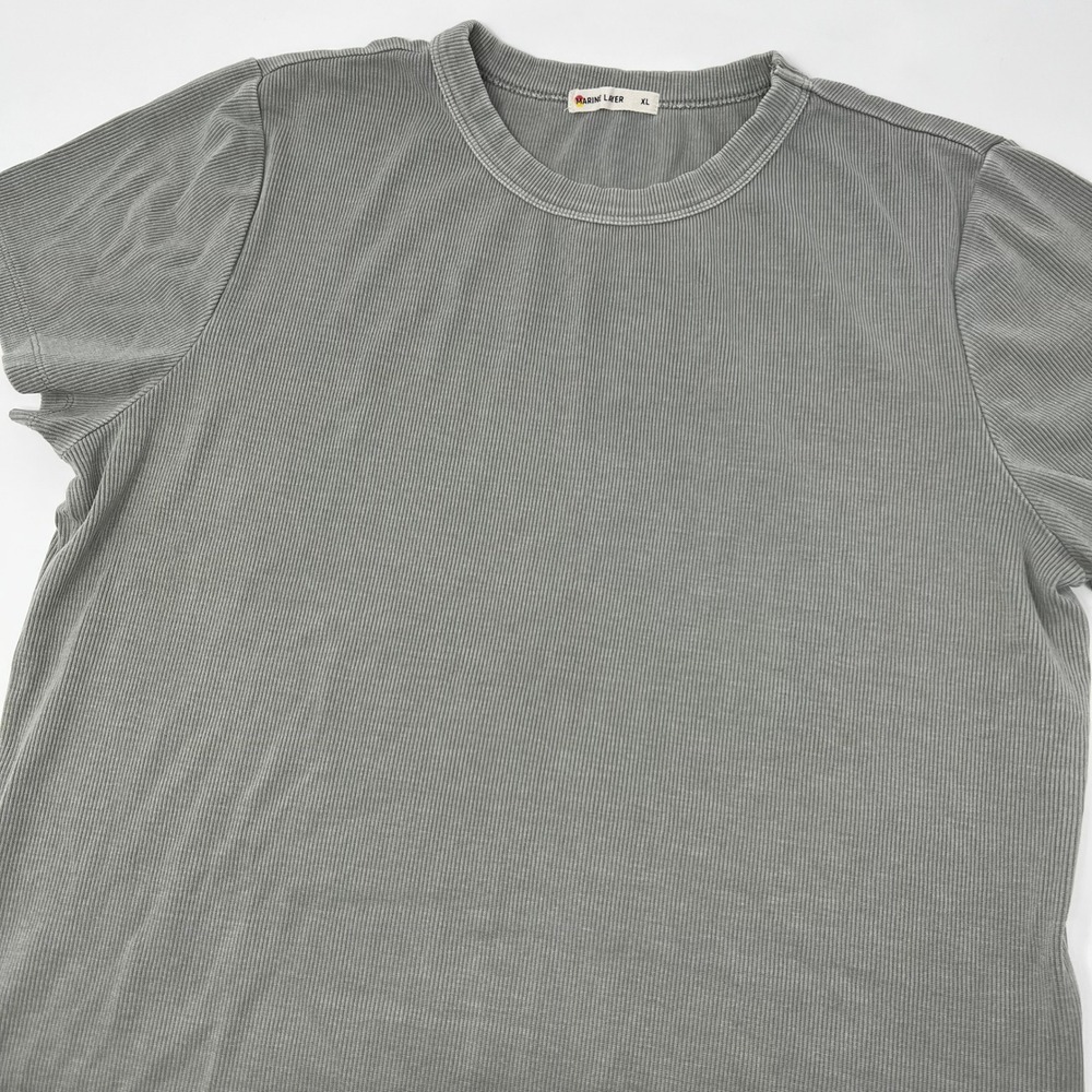 Marine Layer Lexi Rib Sun In Crew Tee Sage Green Cotton Women's Size XL